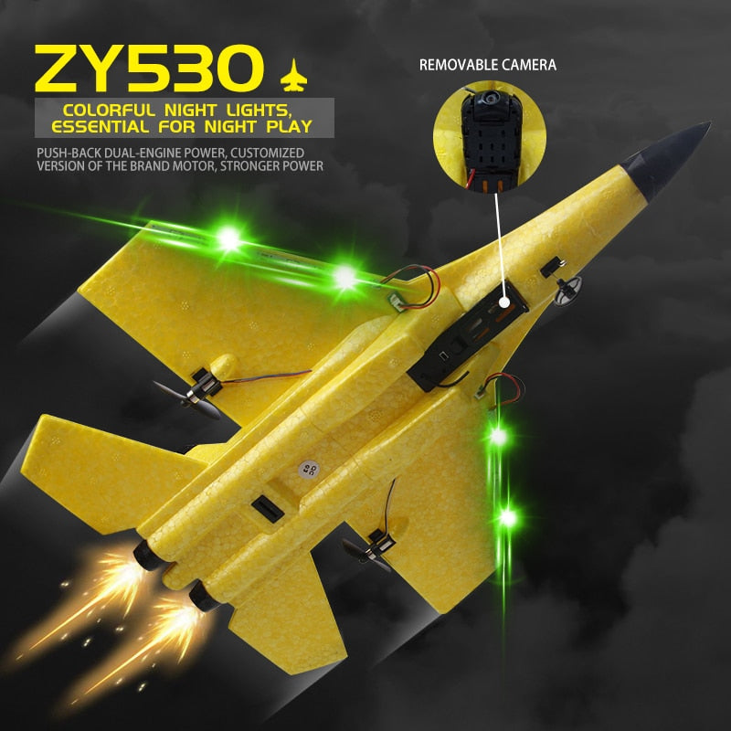 Avião de Brinquedo com Controle Remoto, SU35 ou SU57, Modelo Planador com  Luzes LED, 2,4